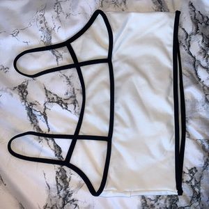 Athletic white and black cropped tank top